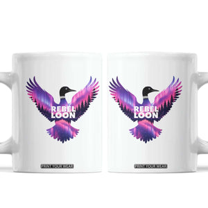 Rebel Loon Aurora Northern Lights Coffee Mug Minnesota Night Sky Politcal Resistance TS02 White Print Your Wear