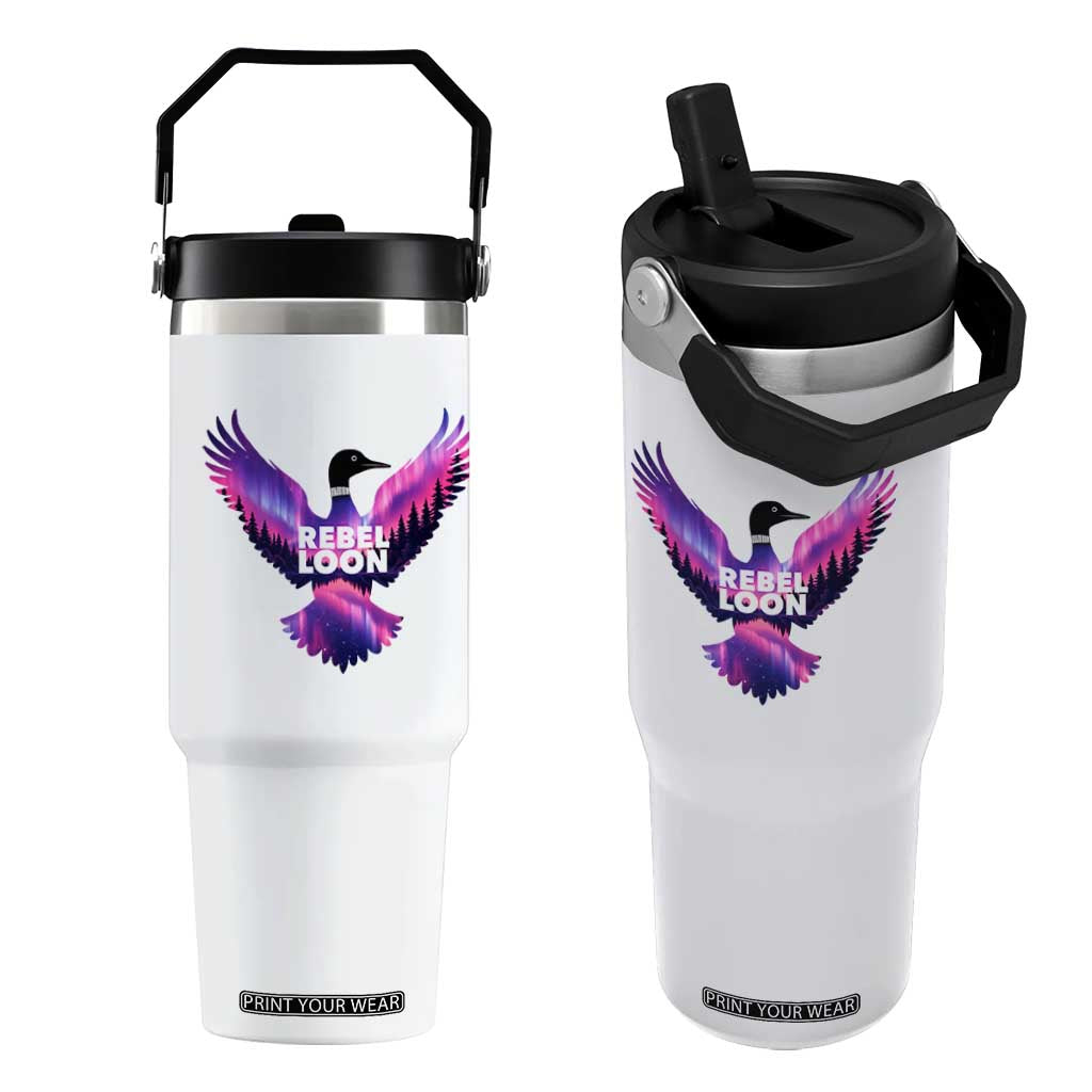 Rebel Loon Aurora Northern Lights Flip Straw Tumbler Minnesota Night Sky Politcal Resistance TS02 One Size: 30 oz White Print Your Wear
