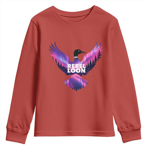Rebel Loon Aurora Northern Lights Youth Sweatshirt Minnesota Night Sky Politcal Resistance TS02 Red Print Your Wear