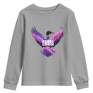 Rebel Loon Aurora Northern Lights Youth Sweatshirt Minnesota Night Sky Politcal Resistance TS02 Sport Gray Print Your Wear