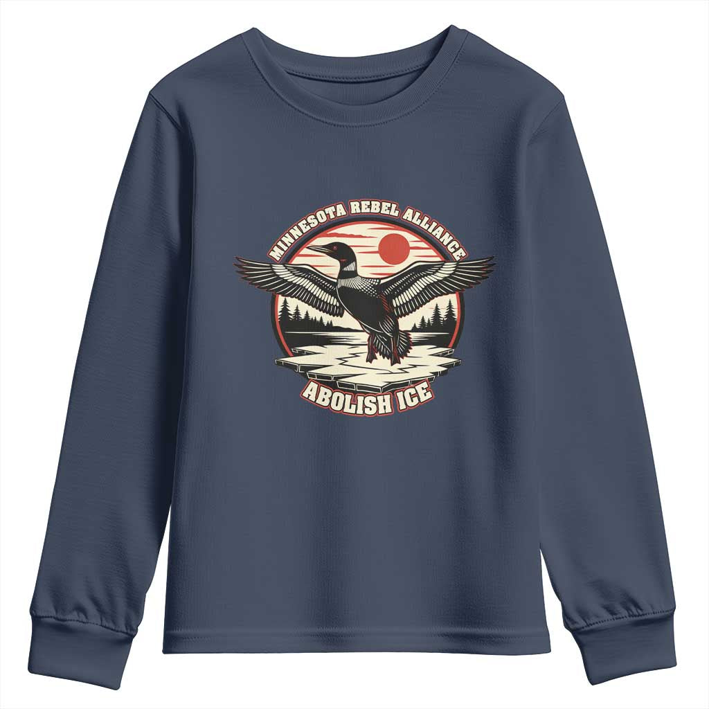 Minnesota Rebel Alliance Loon Youth Sweatshirt Abolish Ice Protest TS02 Navy Print Your Wear