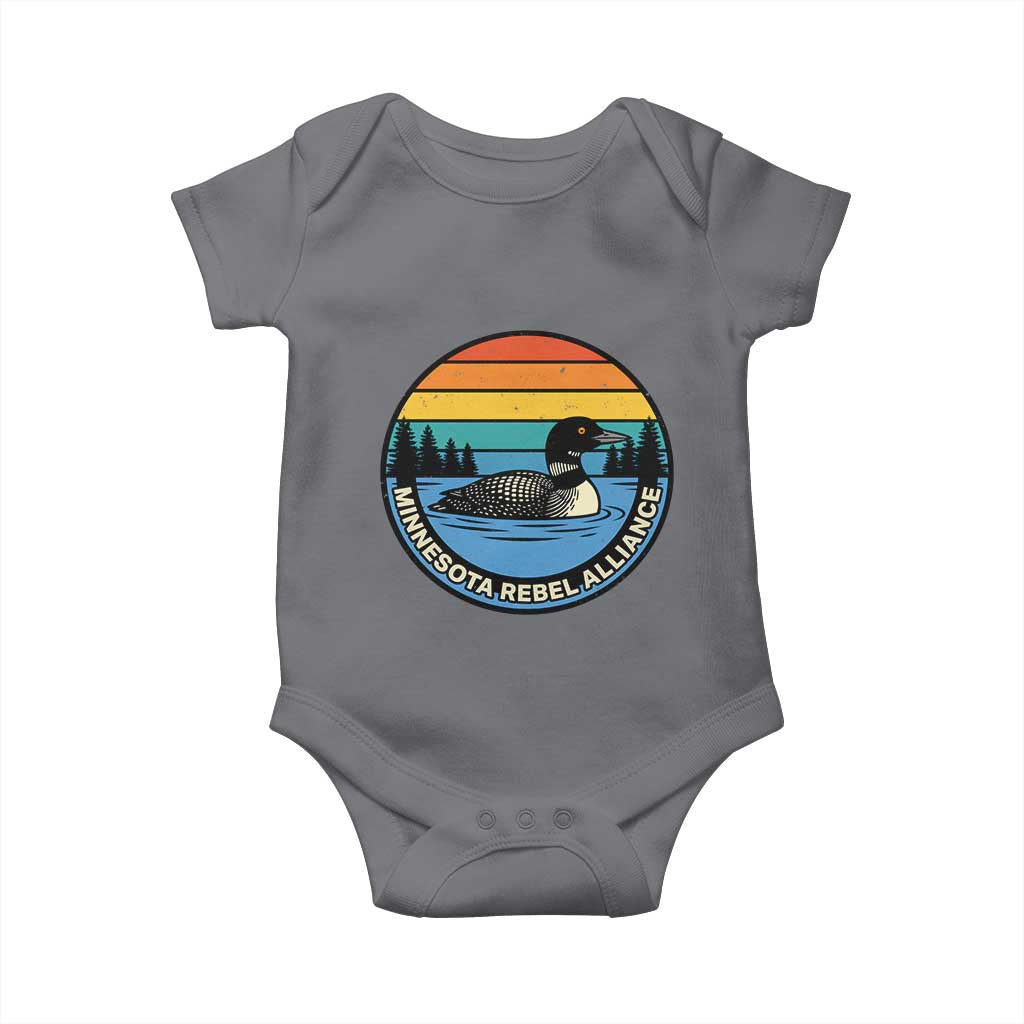 Minnesota Rebel Alliance Vintage Retro Sunset Loon Baby Onesie TS02 Charcoal Print Your Wear