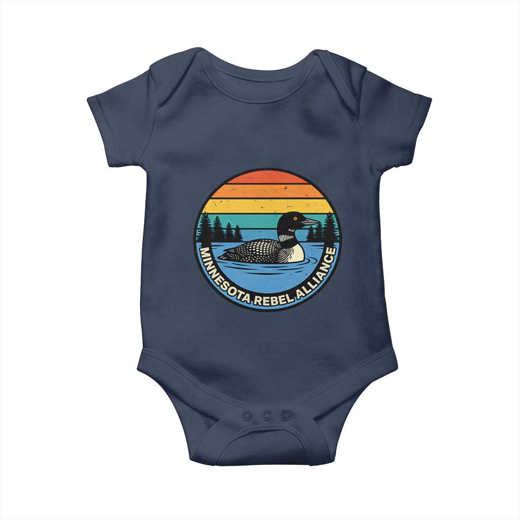 Minnesota Rebel Alliance Vintage Retro Sunset Loon Baby Onesie TS02 Navy Print Your Wear