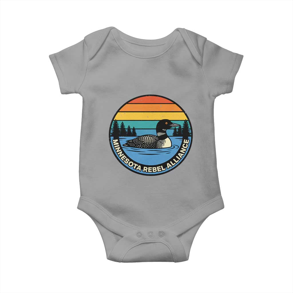 Minnesota Rebel Alliance Vintage Retro Sunset Loon Baby Onesie TS02 Sport Gray Print Your Wear