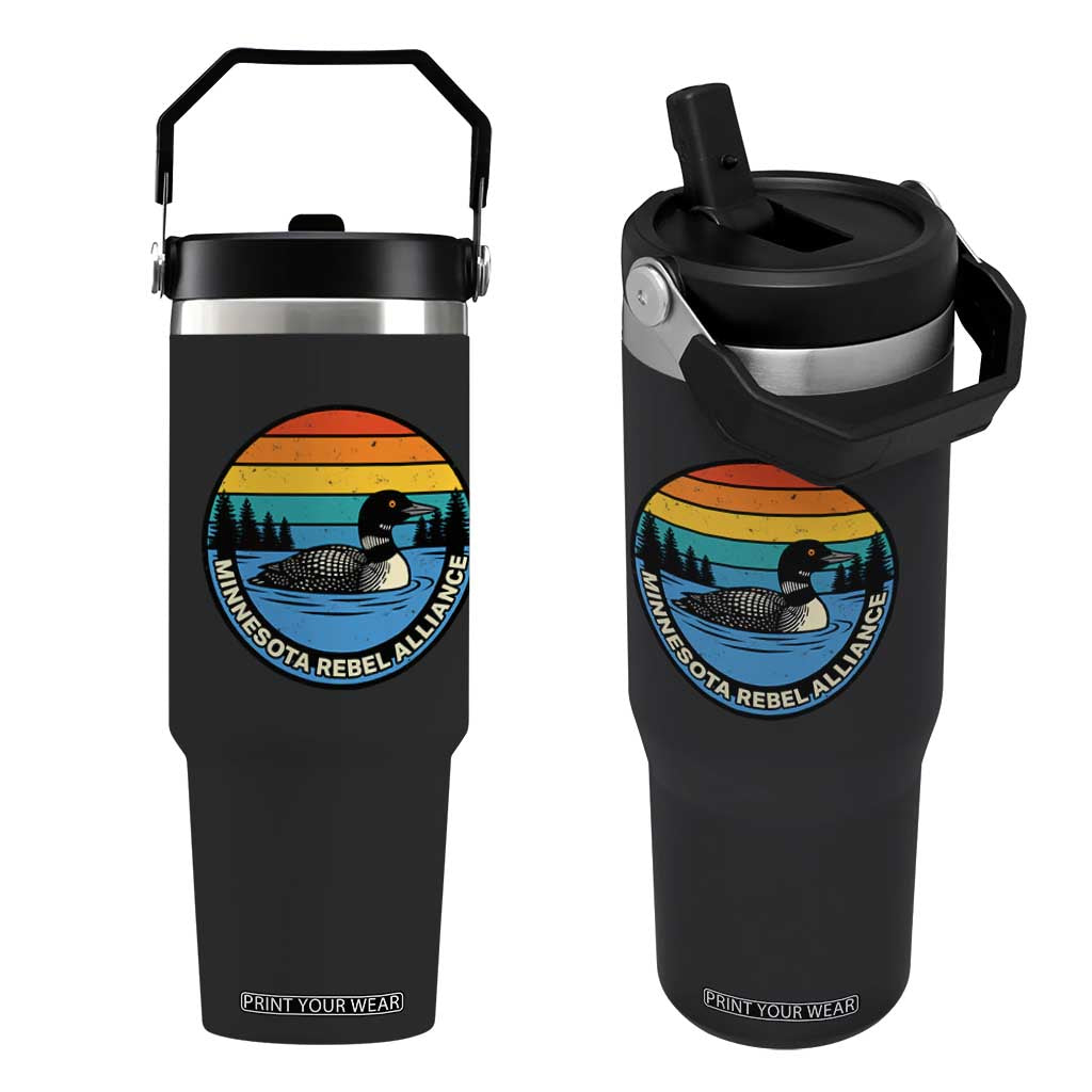 Minnesota Rebel Alliance Vintage Retro Sunset Loon Flip Straw Tumbler TS02 One Size: 30 oz Black Print Your Wear