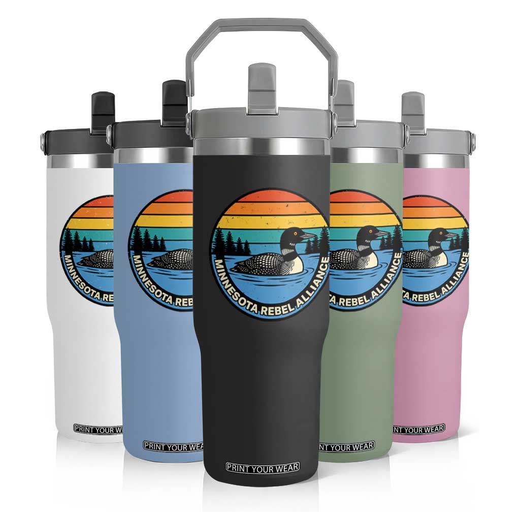 Minnesota Rebel Alliance Vintage Retro Sunset Loon Flip Straw Tumbler TS02 Print Your Wear