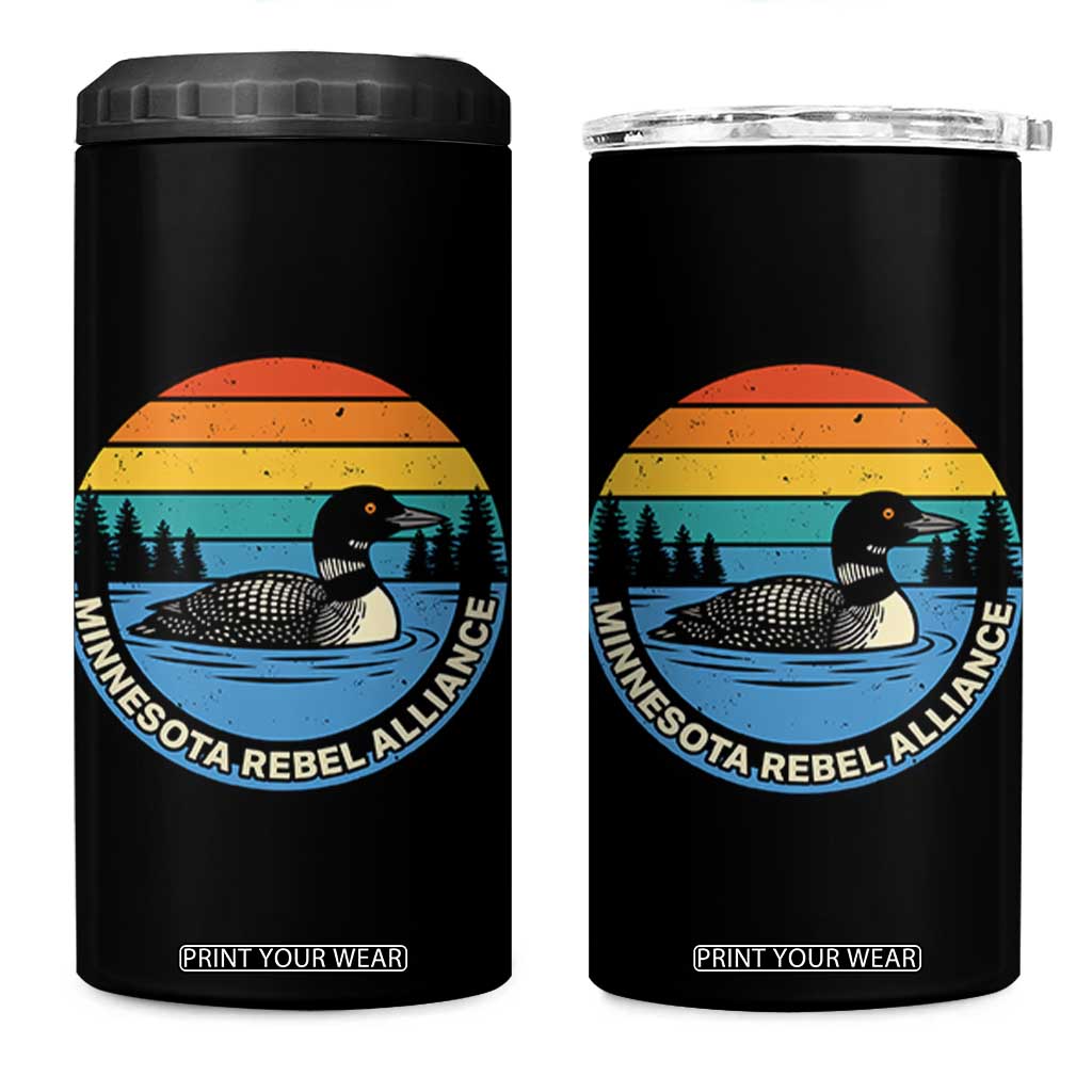 Minnesota Rebel Alliance Vintage Retro Sunset Loon 4 in 1 Can Cooler Tumbler TS02 One Size: 16 oz Black Print Your Wear