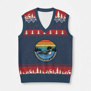 Minnesota Rebel Alliance Vintage Retro Sunset Loon V-Neck Knit Sweater Vest TS02 Navy Red Print Your Wear