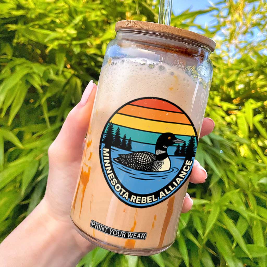 Minnesota Rebel Alliance Vintage Retro Sunset Loon Glass Can TS02 Black Print Your Wear