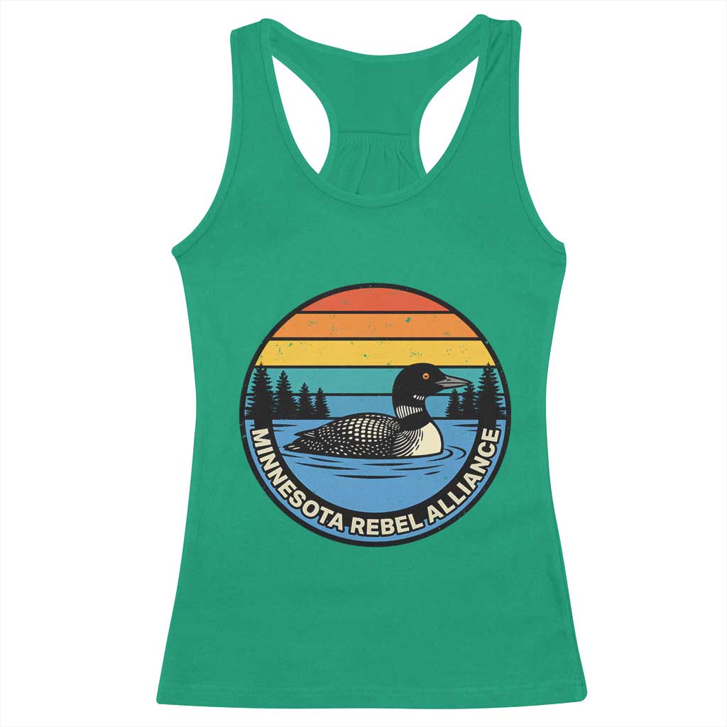 Minnesota Rebel Alliance Vintage Retro Sunset Loon Racerback Tank Top TS02 Irish Green Print Your Wear