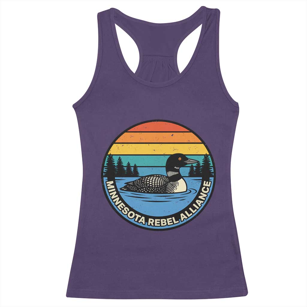 Minnesota Rebel Alliance Vintage Retro Sunset Loon Racerback Tank Top TS02 Purple Print Your Wear
