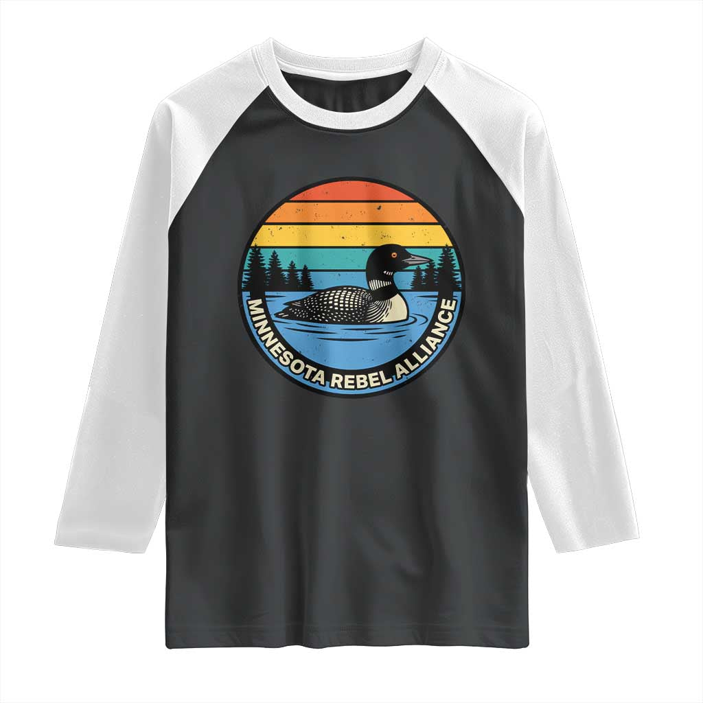 Minnesota Rebel Alliance Vintage Retro Sunset Loon Raglan Shirt TS02 Black White Print Your Wear
