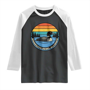 Minnesota Rebel Alliance Vintage Retro Sunset Loon Raglan Shirt TS02 Black White Print Your Wear