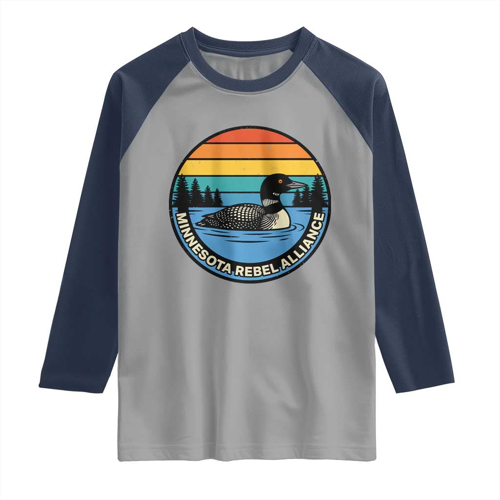 Minnesota Rebel Alliance Vintage Retro Sunset Loon Raglan Shirt TS02 Sport Gray Navy Print Your Wear