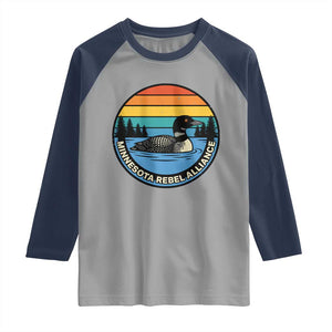 Minnesota Rebel Alliance Vintage Retro Sunset Loon Raglan Shirt TS02 Sport Gray Navy Print Your Wear