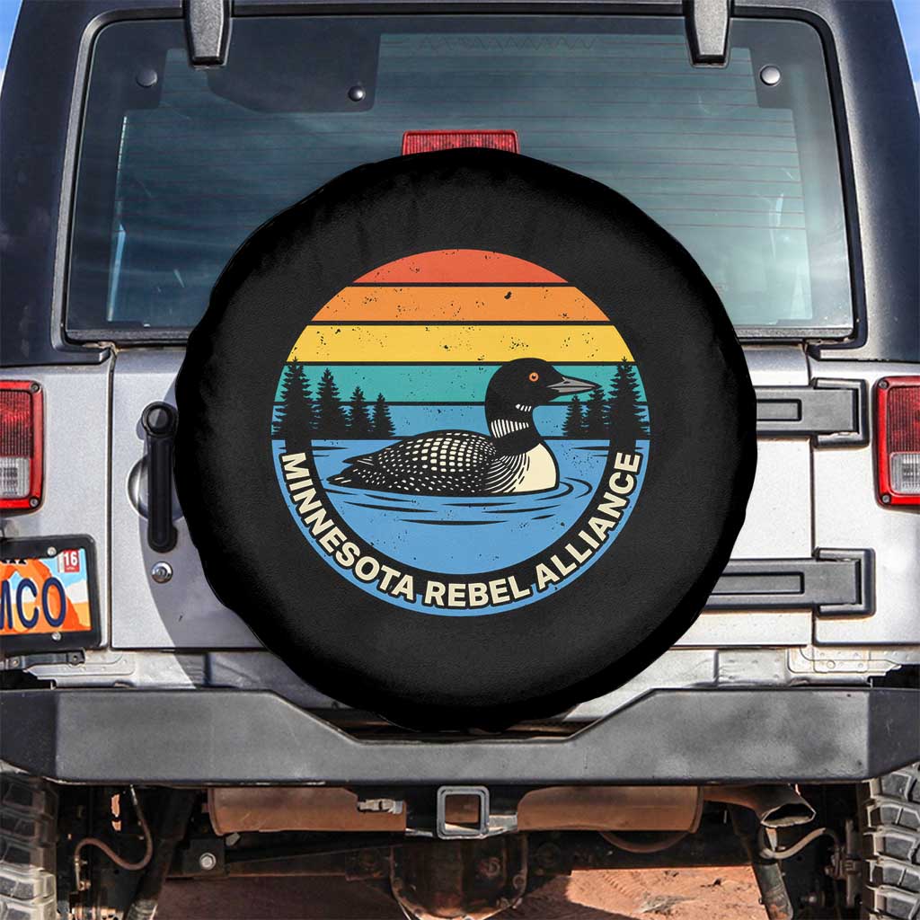 Minnesota Rebel Alliance Vintage Retro Sunset Loon Spare Tire Cover TS02 No hole Black Print Your Wear