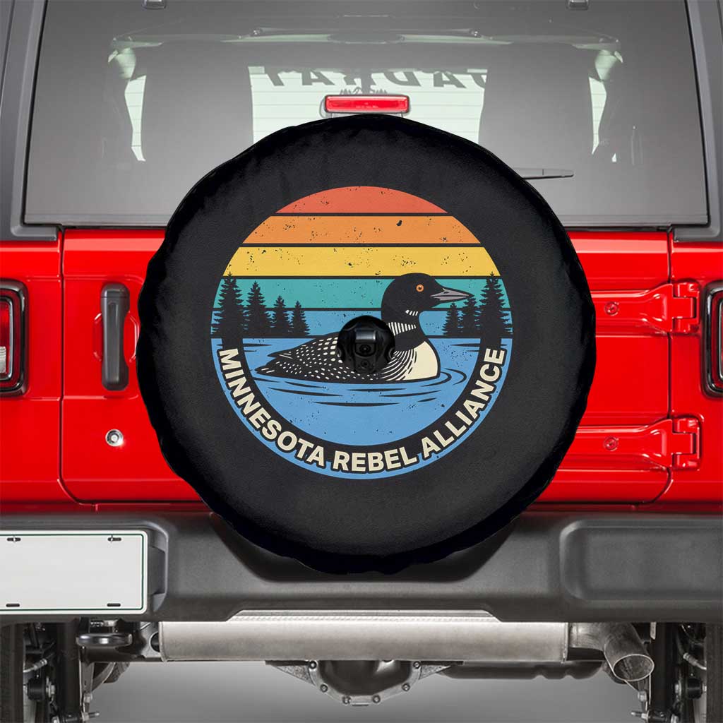 Minnesota Rebel Alliance Vintage Retro Sunset Loon Spare Tire Cover TS02 Black Print Your Wear