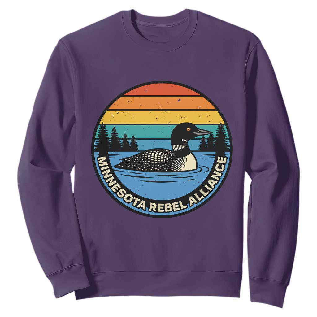 Minnesota Rebel Alliance Vintage Retro Sunset Loon Sweatshirt TS02 Purple Print Your Wear