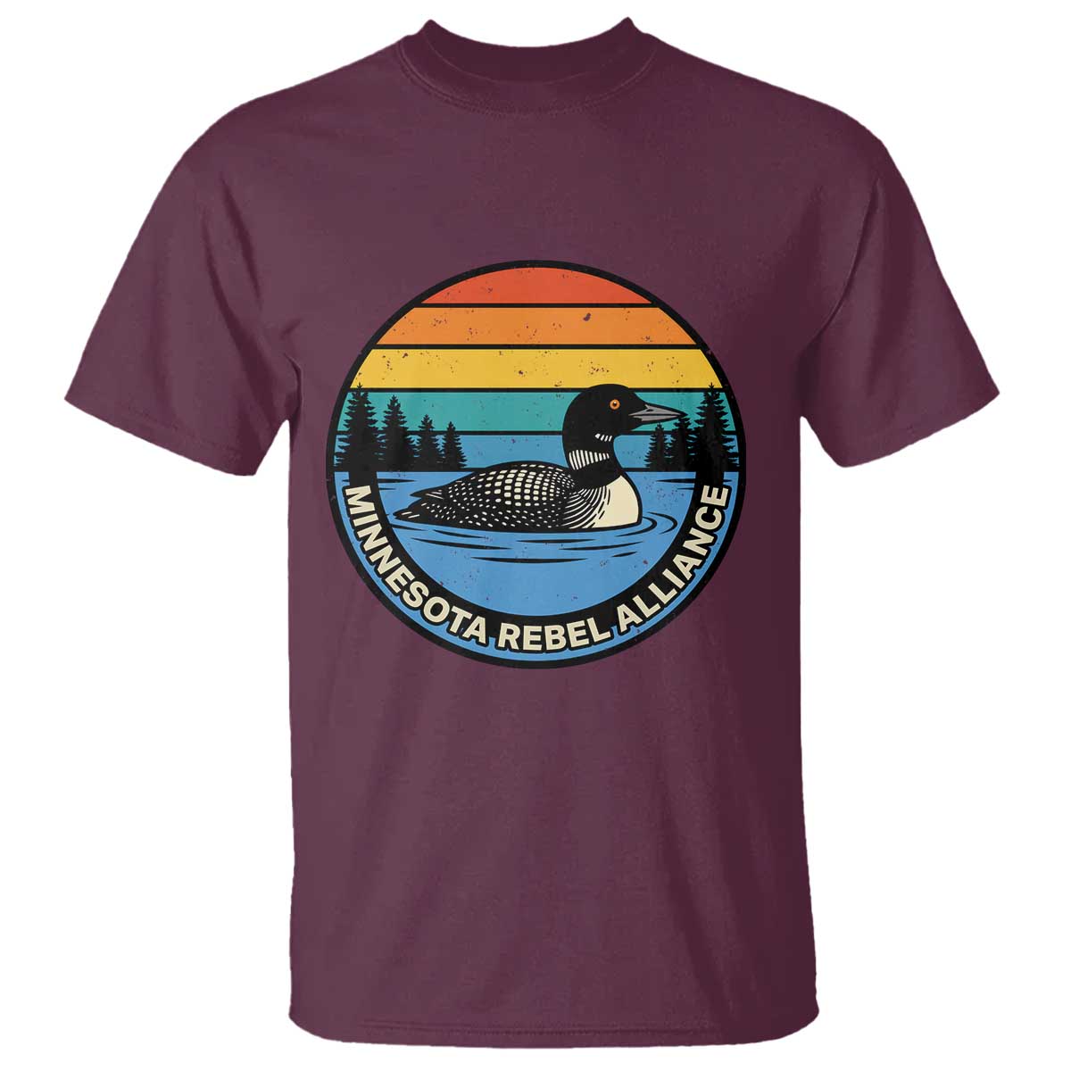 Minnesota Rebel Alliance Vintage Retro Sunset Loon T Shirt TS02 Maroon Print Your Wear