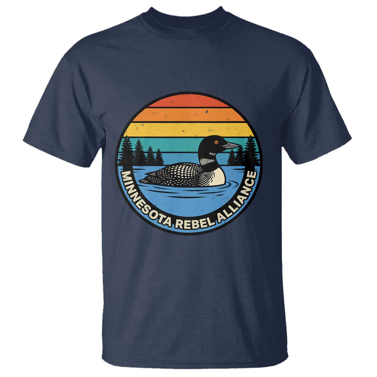 Minnesota Rebel Alliance Vintage Retro Sunset Loon T Shirt TS02 Navy Print Your Wear