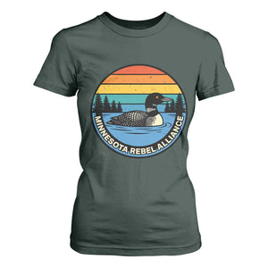 Minnesota Rebel Alliance Vintage Retro Sunset Loon T Shirt For Women TS02 Dark Forest Green Print Your Wear