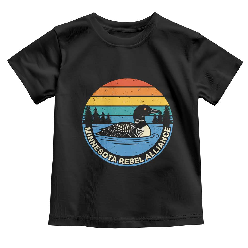 Minnesota Rebel Alliance Vintage Retro Sunset Loon Toddler T Shirt TS02 Black Print Your Wear