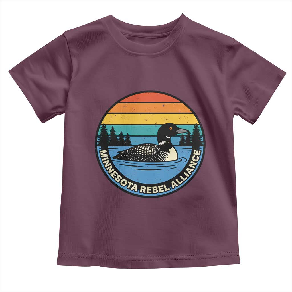 Minnesota Rebel Alliance Vintage Retro Sunset Loon Toddler T Shirt TS02 Maroon Print Your Wear