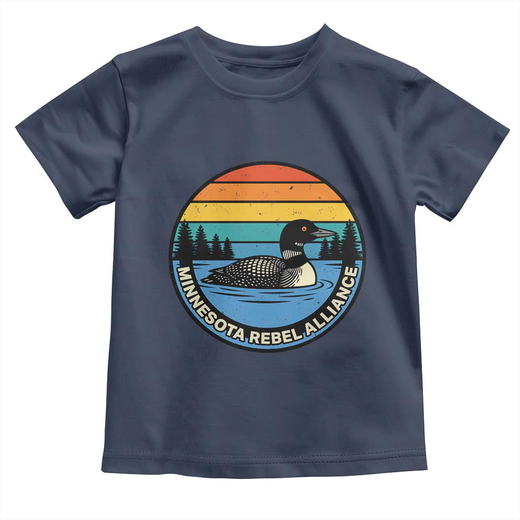 Minnesota Rebel Alliance Vintage Retro Sunset Loon Toddler T Shirt TS02 Navy Print Your Wear
