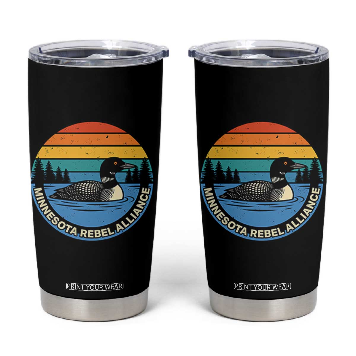 Minnesota Rebel Alliance Vintage Retro Sunset Loon Tumbler Cup TS02 Black Print Your Wear