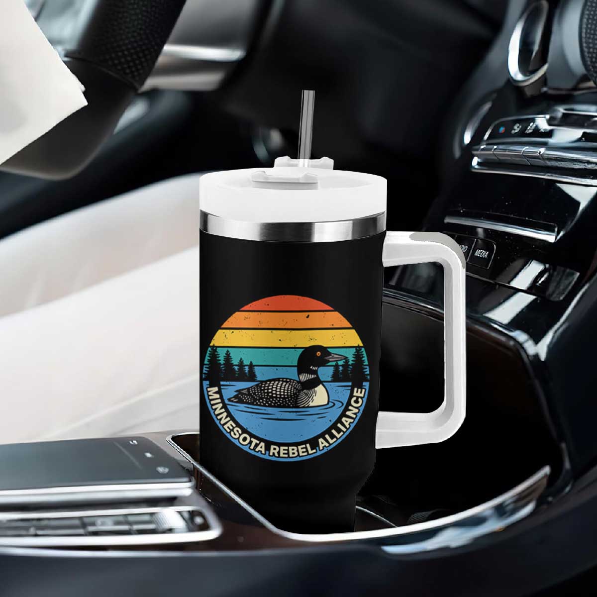 Minnesota Rebel Alliance Vintage Retro Sunset Loon Tumbler With Handle TS02 Print Your Wear