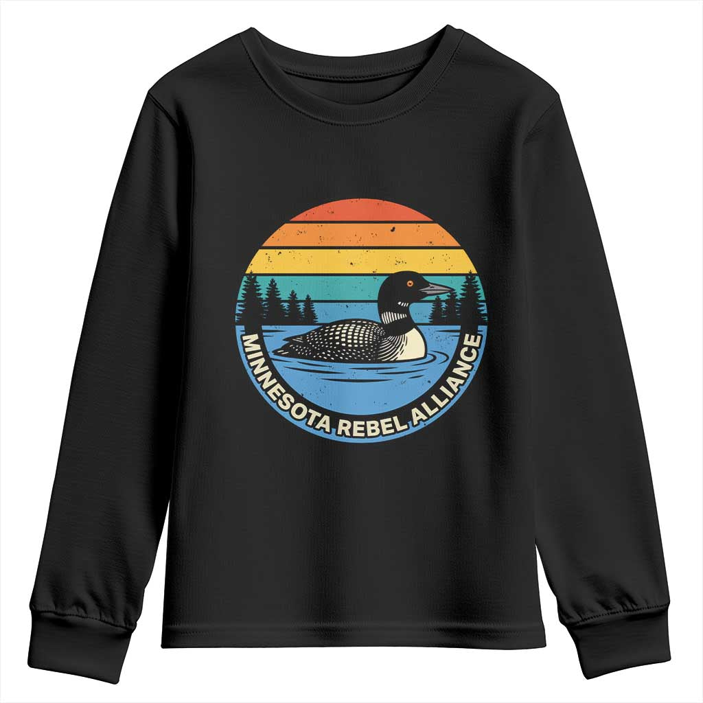 Minnesota Rebel Alliance Vintage Retro Sunset Loon Youth Sweatshirt TS02 Black Print Your Wear