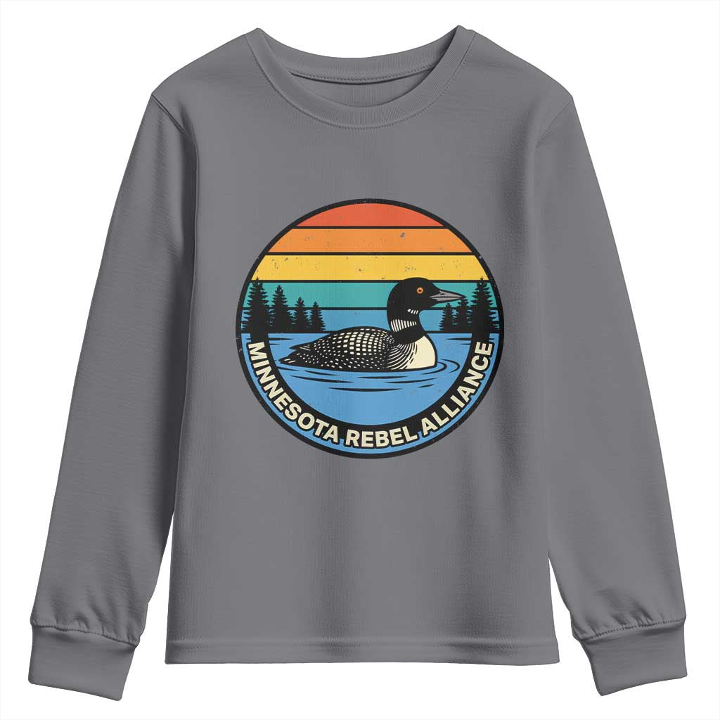 Minnesota Rebel Alliance Vintage Retro Sunset Loon Youth Sweatshirt TS02 Charcoal Print Your Wear