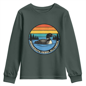 Minnesota Rebel Alliance Vintage Retro Sunset Loon Youth Sweatshirt TS02 Dark Forest Green Print Your Wear