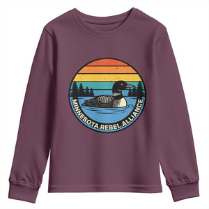 Minnesota Rebel Alliance Vintage Retro Sunset Loon Youth Sweatshirt TS02 Maroon Print Your Wear