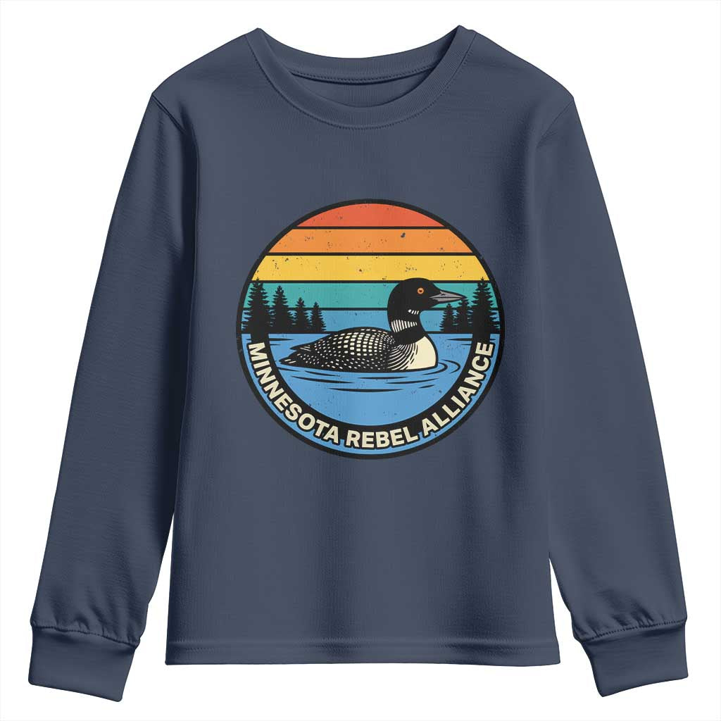 Minnesota Rebel Alliance Vintage Retro Sunset Loon Youth Sweatshirt TS02 Navy Print Your Wear