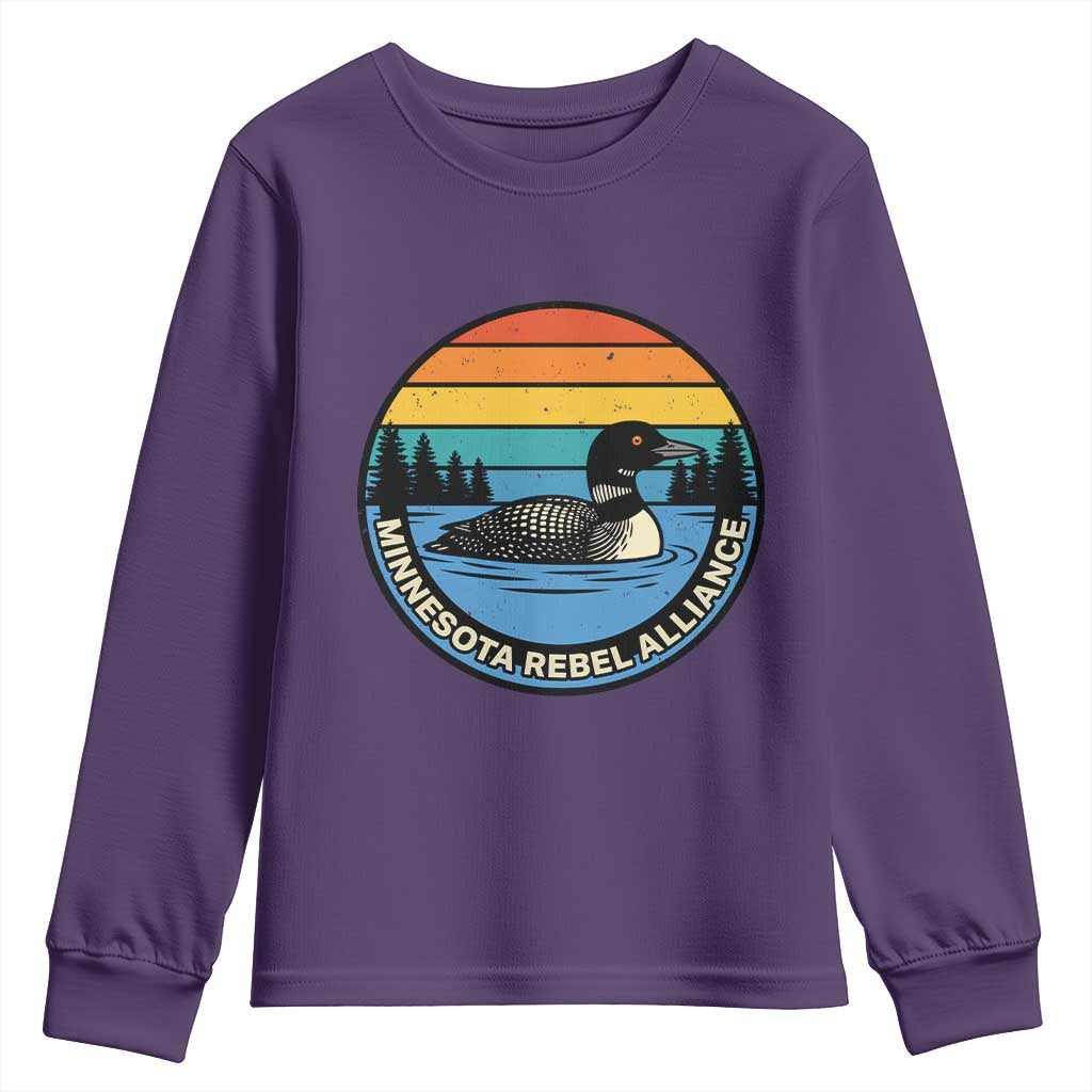 Minnesota Rebel Alliance Vintage Retro Sunset Loon Youth Sweatshirt TS02 Purple Print Your Wear