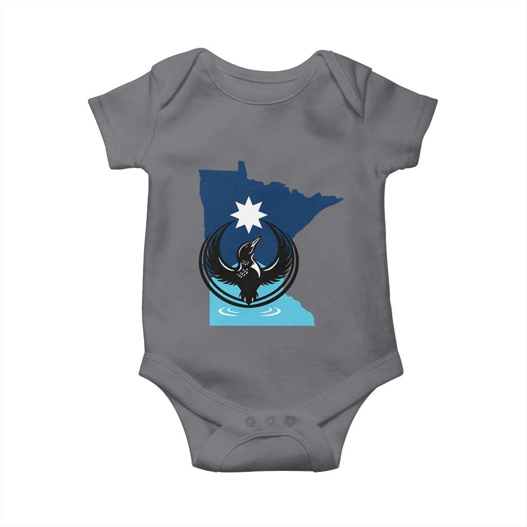 Minnesota Loon Rising Baby Onesie Star Emblem MN State Flag Pride TS02 Charcoal Print Your Wear
