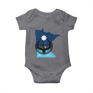 Minnesota Loon Rising Baby Onesie Star Emblem MN State Flag Pride TS02 Charcoal Print Your Wear