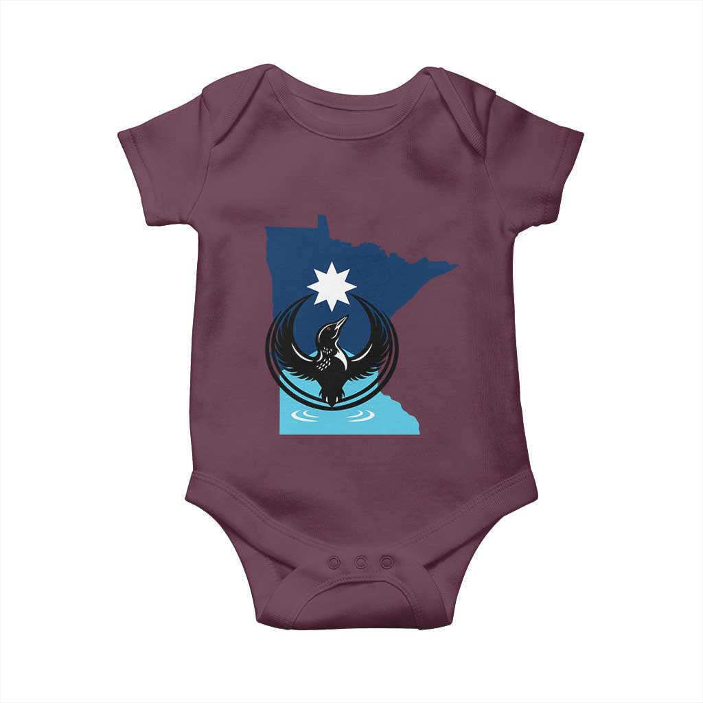 Minnesota Loon Rising Baby Onesie Star Emblem MN State Flag Pride TS02 Maroon Print Your Wear