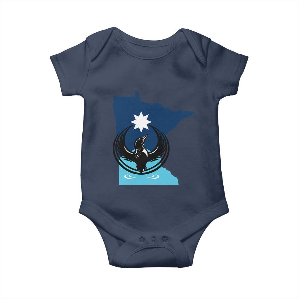 Minnesota Loon Rising Baby Onesie Star Emblem MN State Flag Pride TS02 Navy Print Your Wear