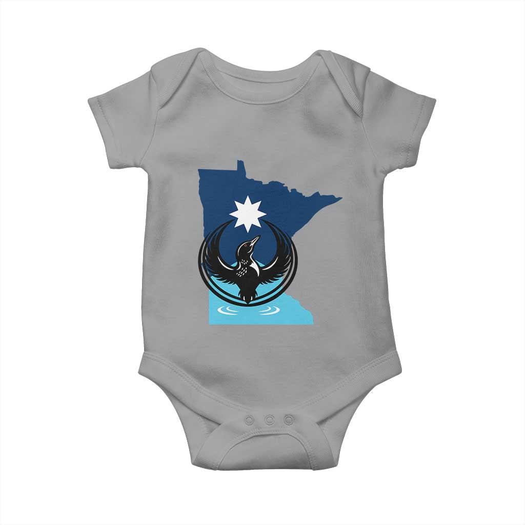 Minnesota Loon Rising Baby Onesie Star Emblem MN State Flag Pride TS02 Sport Gray Print Your Wear