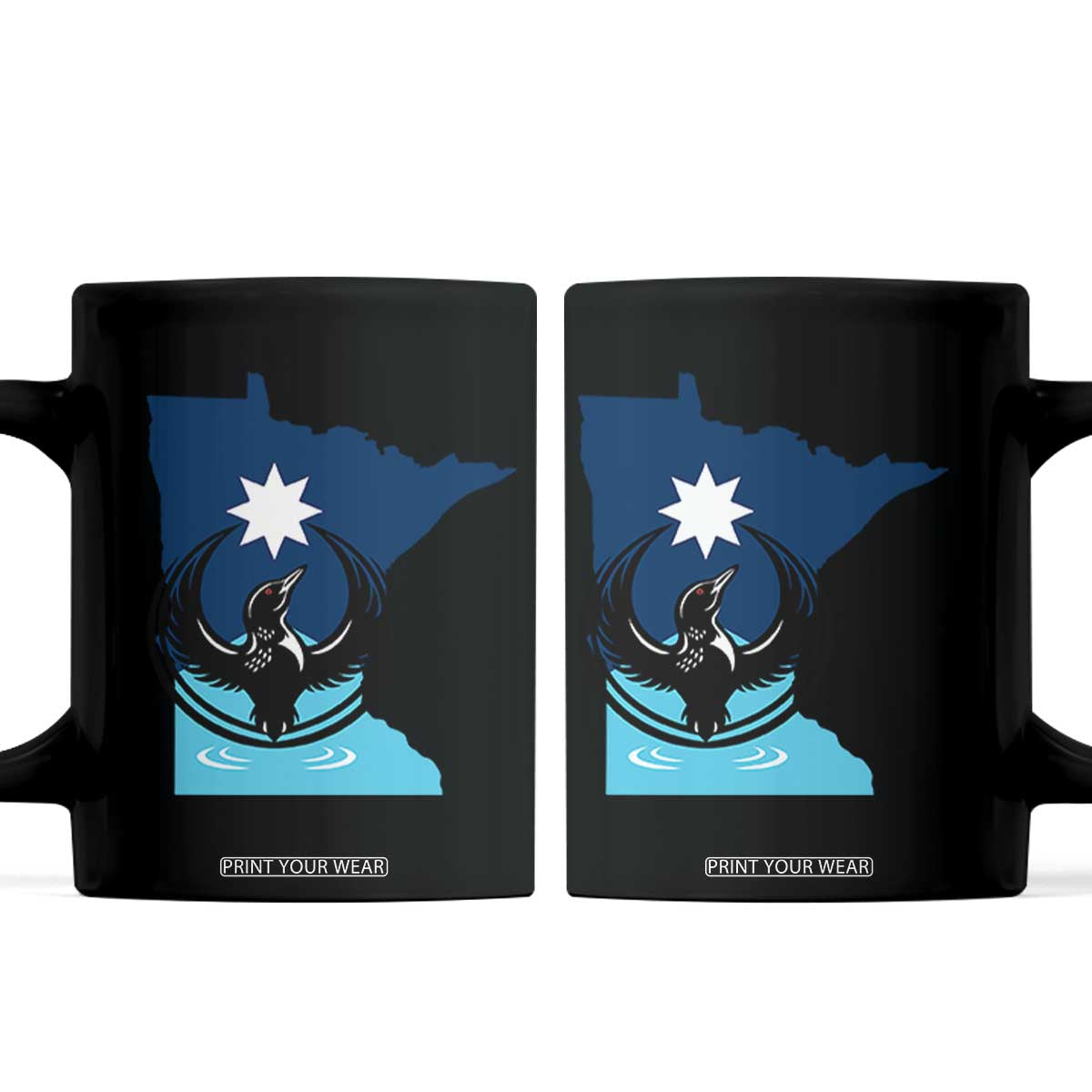 Minnesota Loon Rising Coffee Mug Star Emblem MN State Flag Pride TS02 Black Print Your Wear