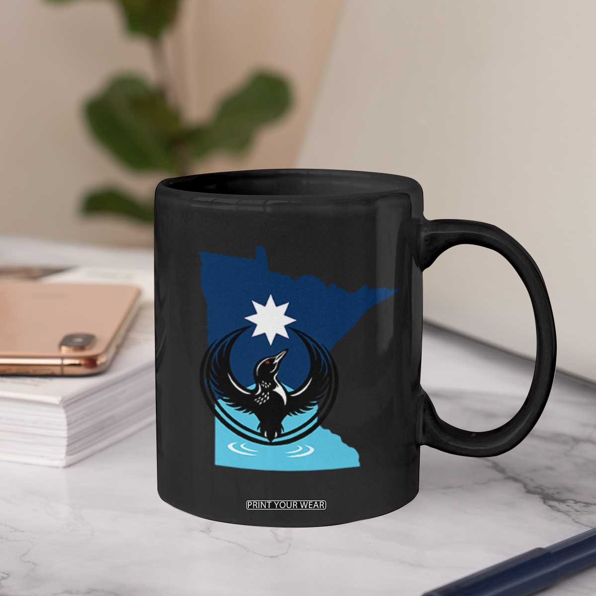 Minnesota Loon Rising Coffee Mug Star Emblem MN State Flag Pride TS02 Print Your Wear