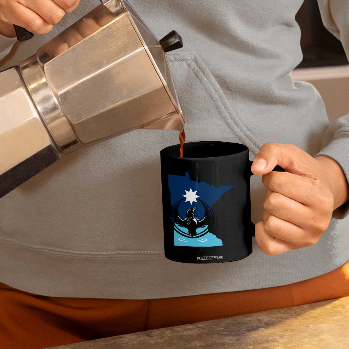 Minnesota Loon Rising Coffee Mug Star Emblem MN State Flag Pride TS02 Print Your Wear