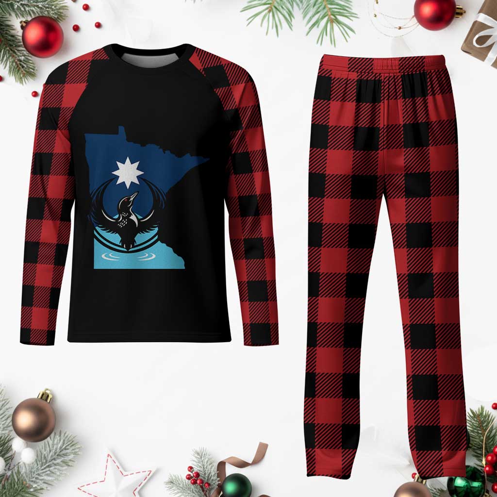 Minnesota Loon Rising Plaid Pajama Set Star Emblem MN State Flag Pride TS02 Buffalo Plaid Print Your Wear