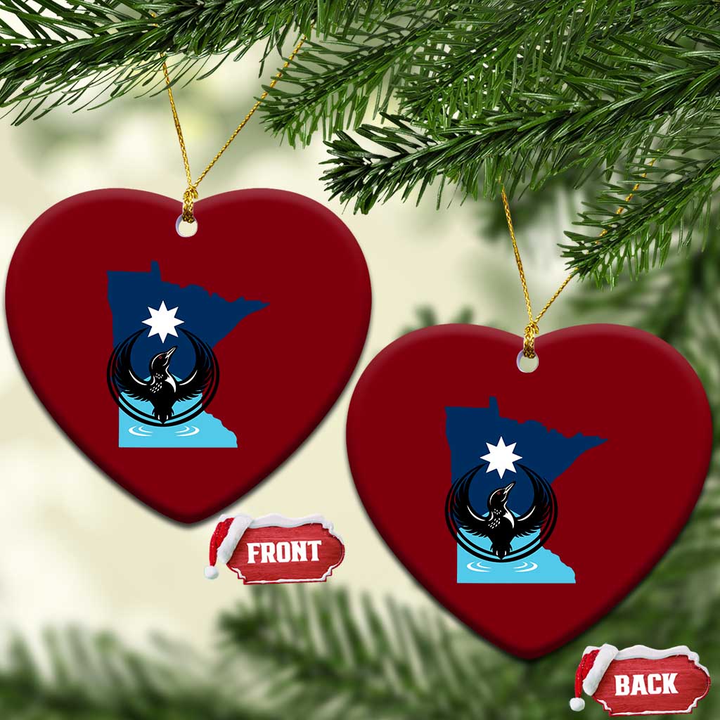 Minnesota Loon Rising Ceramic Ornament Star Emblem MN State Flag Pride TS02 Print Your Wear