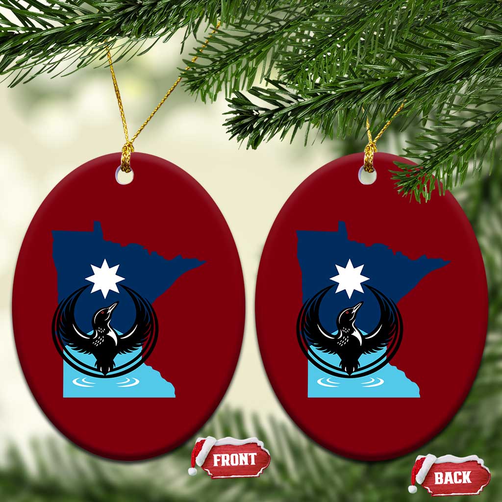 Minnesota Loon Rising Ceramic Ornament Star Emblem MN State Flag Pride TS02 Print Your Wear