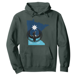 Minnesota Loon Rising Hoodie Star Emblem MN State Flag Pride TS02 Dark Forest Green Print Your Wear