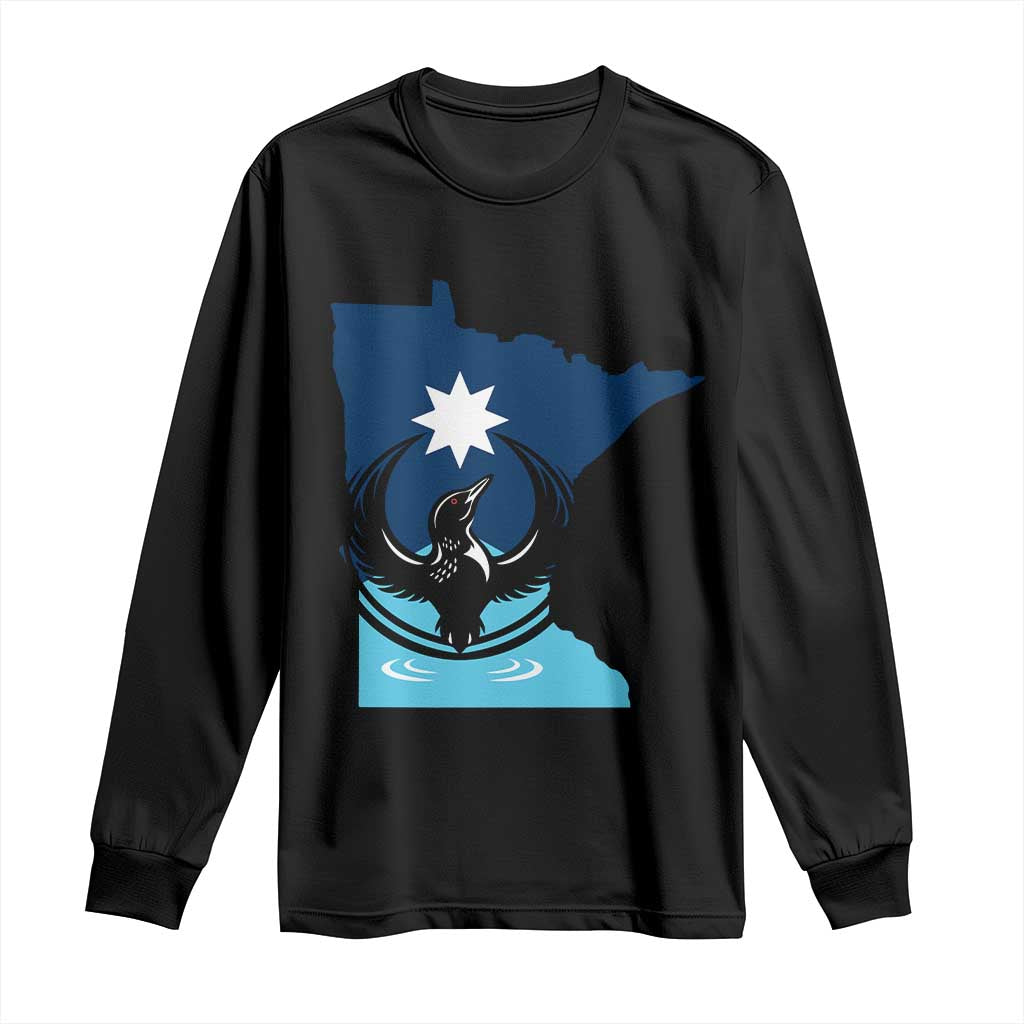 Minnesota Loon Rising Long Sleeve Shirt Star Emblem MN State Flag Pride TS02 Black Print Your Wear