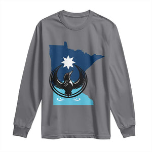 Minnesota Loon Rising Long Sleeve Shirt Star Emblem MN State Flag Pride TS02 Charcoal Print Your Wear